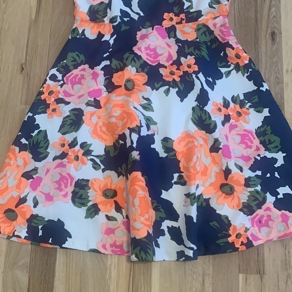 Donna Morgan Fit & Flare Sleeveless Neon Floral Knee Length Dress Women’s 6 - Picture 3 of 13